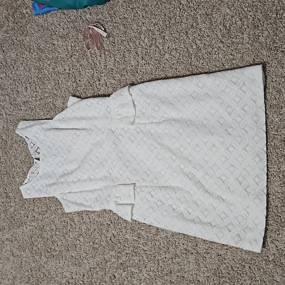 Lilly Pulitzer White Lace Peplum Dress Sz 8